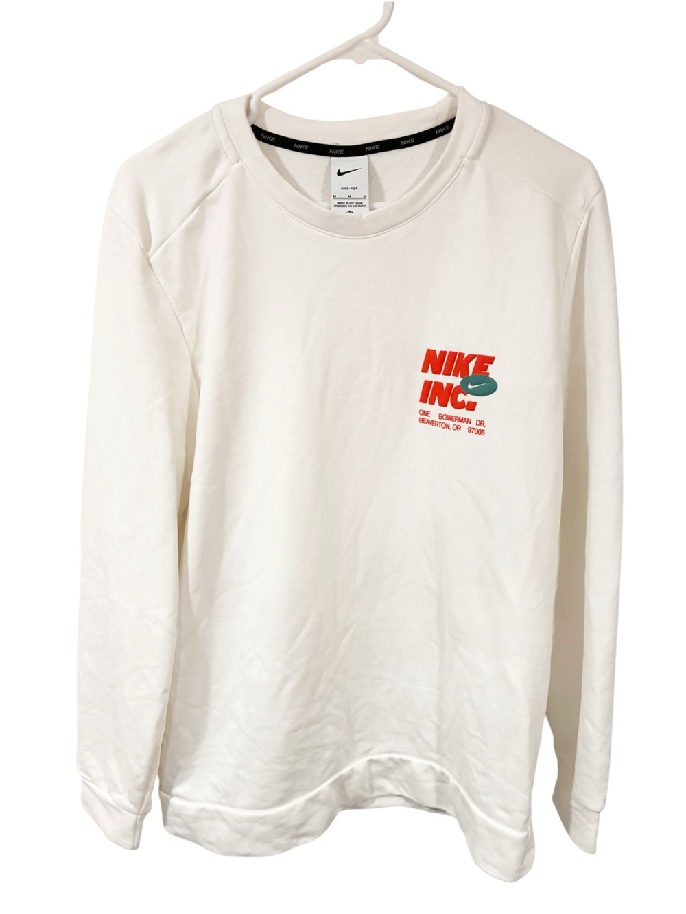 Nike Inc Open 24 7 White Crewneck Pullover Sweatshirt Size Medium